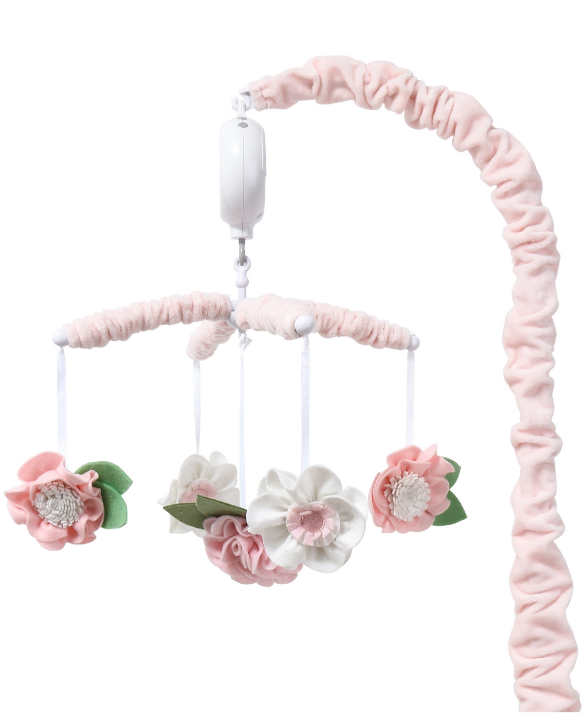 The Peanutshell Pink Floral Musical Crib Mobile for Baby Girls Plays 12 Lullabies - Pink/white/grey/green | Macy's