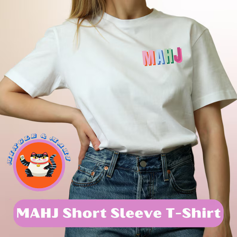Colorful "mahj" Mahjong T-shirt: Game Night Outfit - Etsy | Etsy (US)