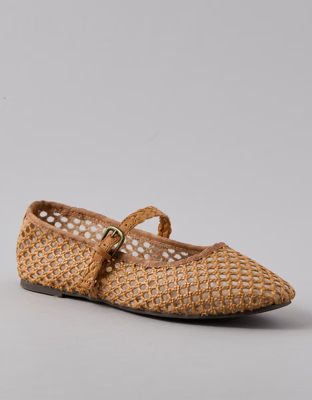 AE Raffia Mesh Mary Jane Flats | American Eagle Outfitters (US & CA)