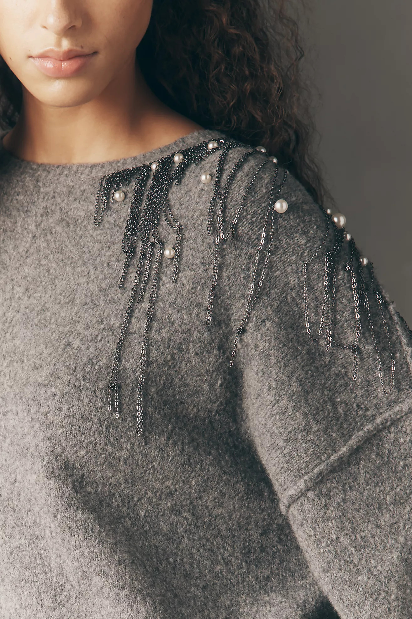 Pilcro Beaded Crew-Neck Sweater | Anthropologie (US)