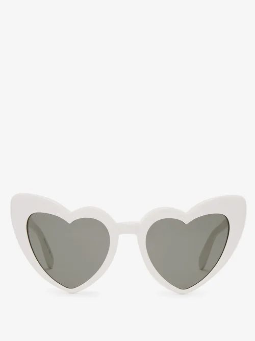 Saint Laurent - Loulou Heart-shaped Acetate Sunglasses - Womens - White | Matches (US)