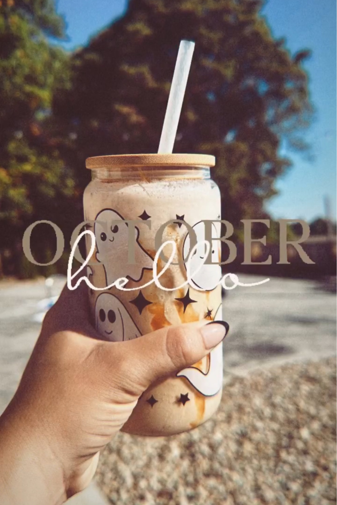 Hello October!
Halloween / Spooky Season glass with lid and straw. Coffee glass. Ghost glass. Pumpkin cream cold brew 

Halloween/ Spooky Season nails. Press on nails. Black nails. Extra hold glue  

#LTKHalloween #LTKhome #LTKbeauty