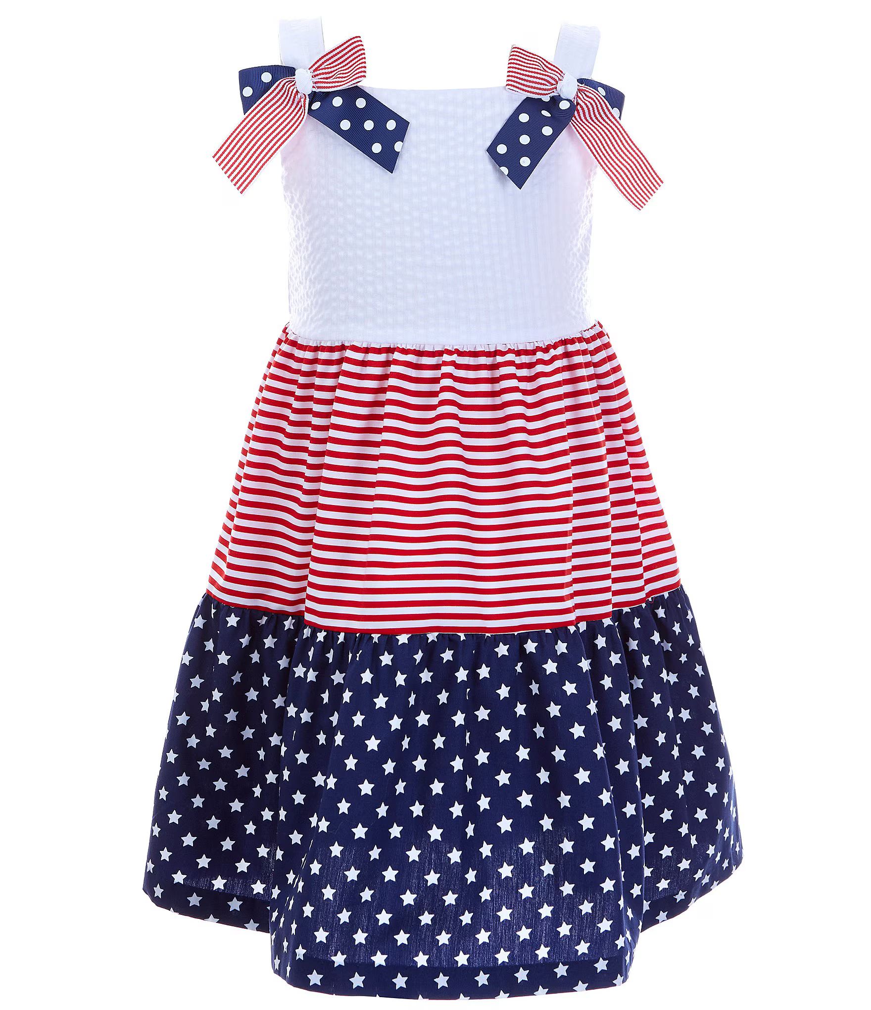 Bonnie JeanLittle Girls 2T-6X Sleeveless Americana Mixed Print Fit-And-Flare Dress | Dillard's