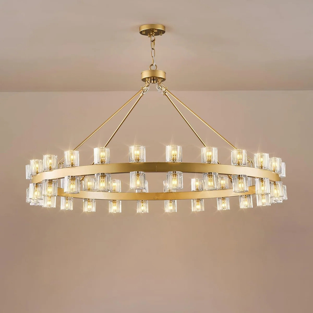 Wagon Wheel Chandelier With Crystal Shade | Wayfair North America
