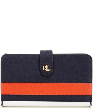 Lauren Ralph Lauren Tech Striped Crosshatch Leather Wristlet | Dillard's | Dillard's