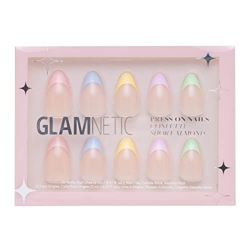 Glamnetic Press On Nails - Confetti | Semi-Transparent, Short Almond Nails, Reusable | 15 Sizes -... | Amazon (US)