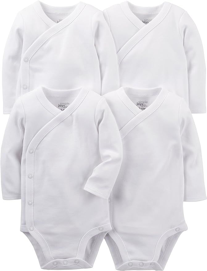 Simple Joys by Carter's Baby Girls' Side Snap Bodysuit, Pack of 4 | Amazon (US)
