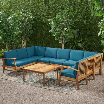 Caernarfon Acacia 7 - Person Patio Conversation Set with Cushions | Wayfair North America