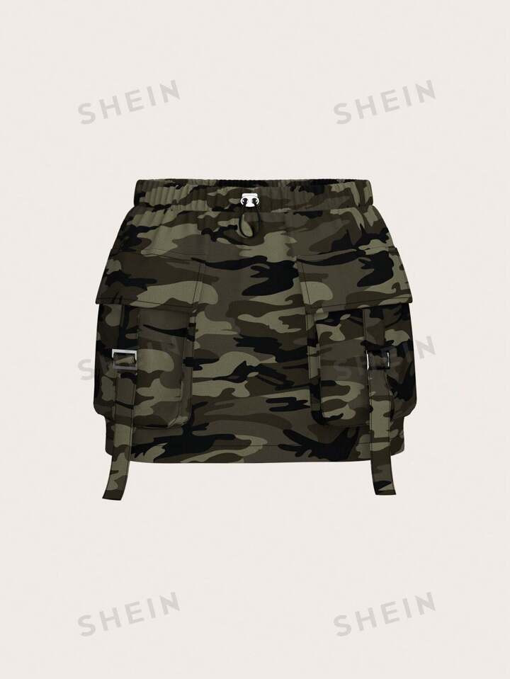 SHEIN ICON Low Rise Camouflage Printed Pocket Design Fashionable Workwear Y2K
Camo Skirt | SHEIN