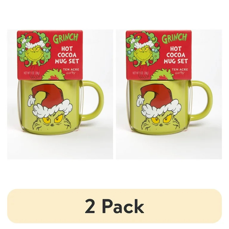 (2 pack) Ten Acre Gifts Dr. Seuss How the Grinch Stole Christmas Mug and Hot Cocoa Gift Set | Walmart (US)