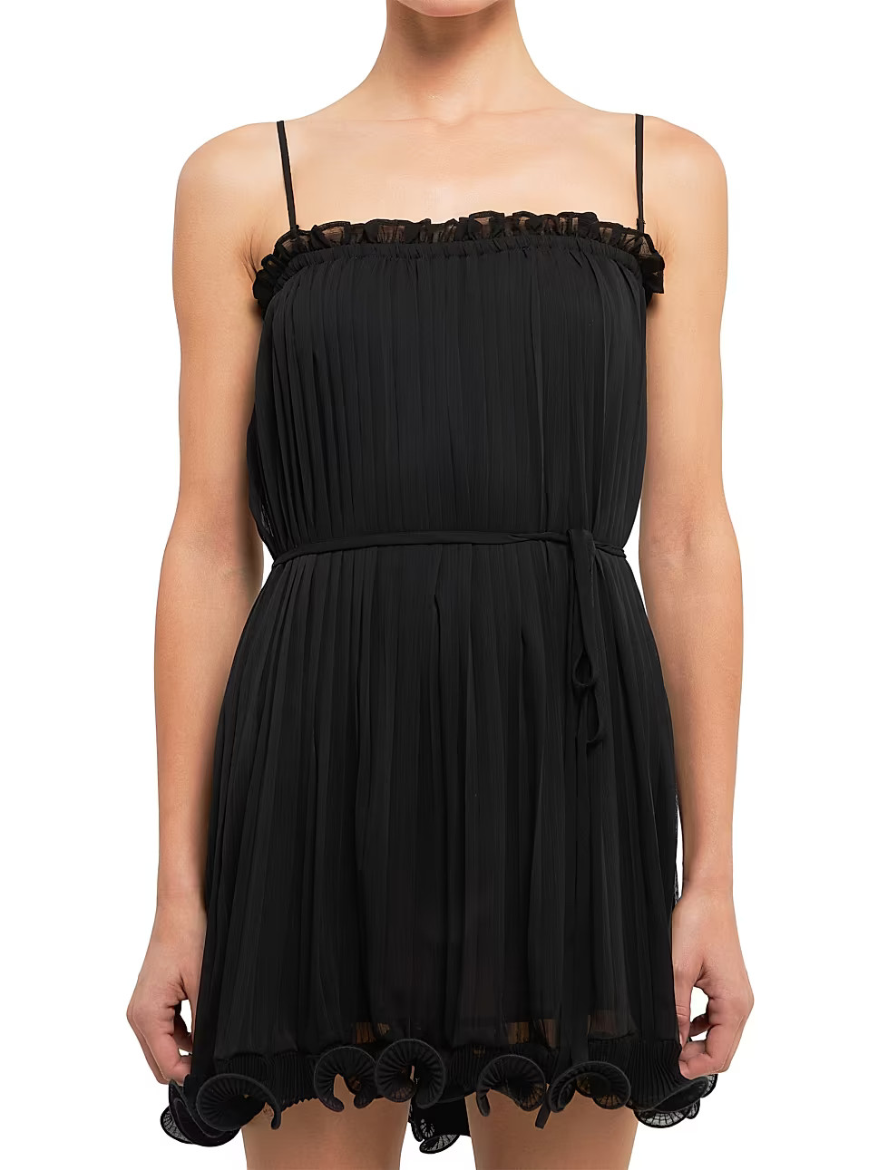 Pleated Chiffon Ruffle Mini Dress | Saks Fifth Avenue