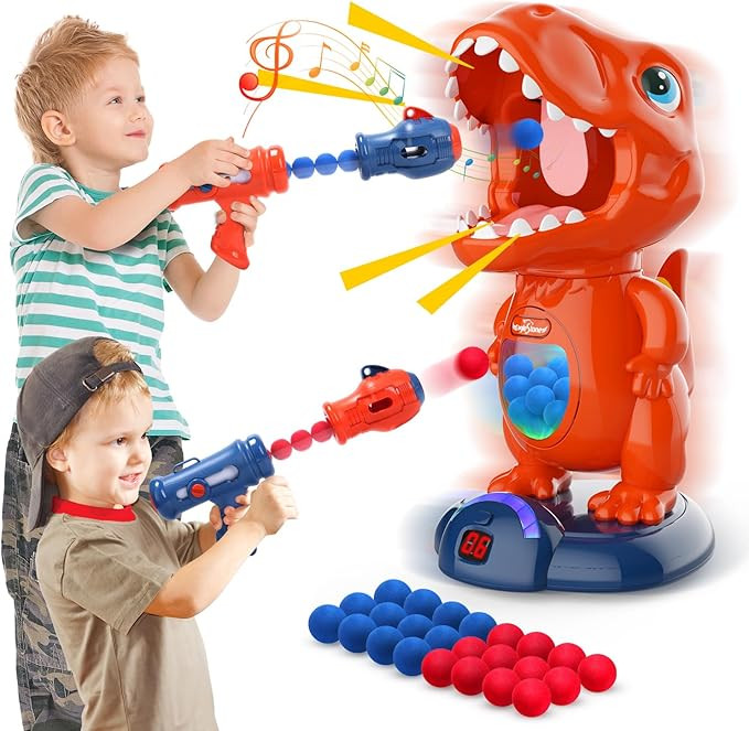 EagleStone Movable Dinosaur Shooting Toys for Kids Games with 2 Air Pump Gun, Party Toys with Sco... | Amazon (US)