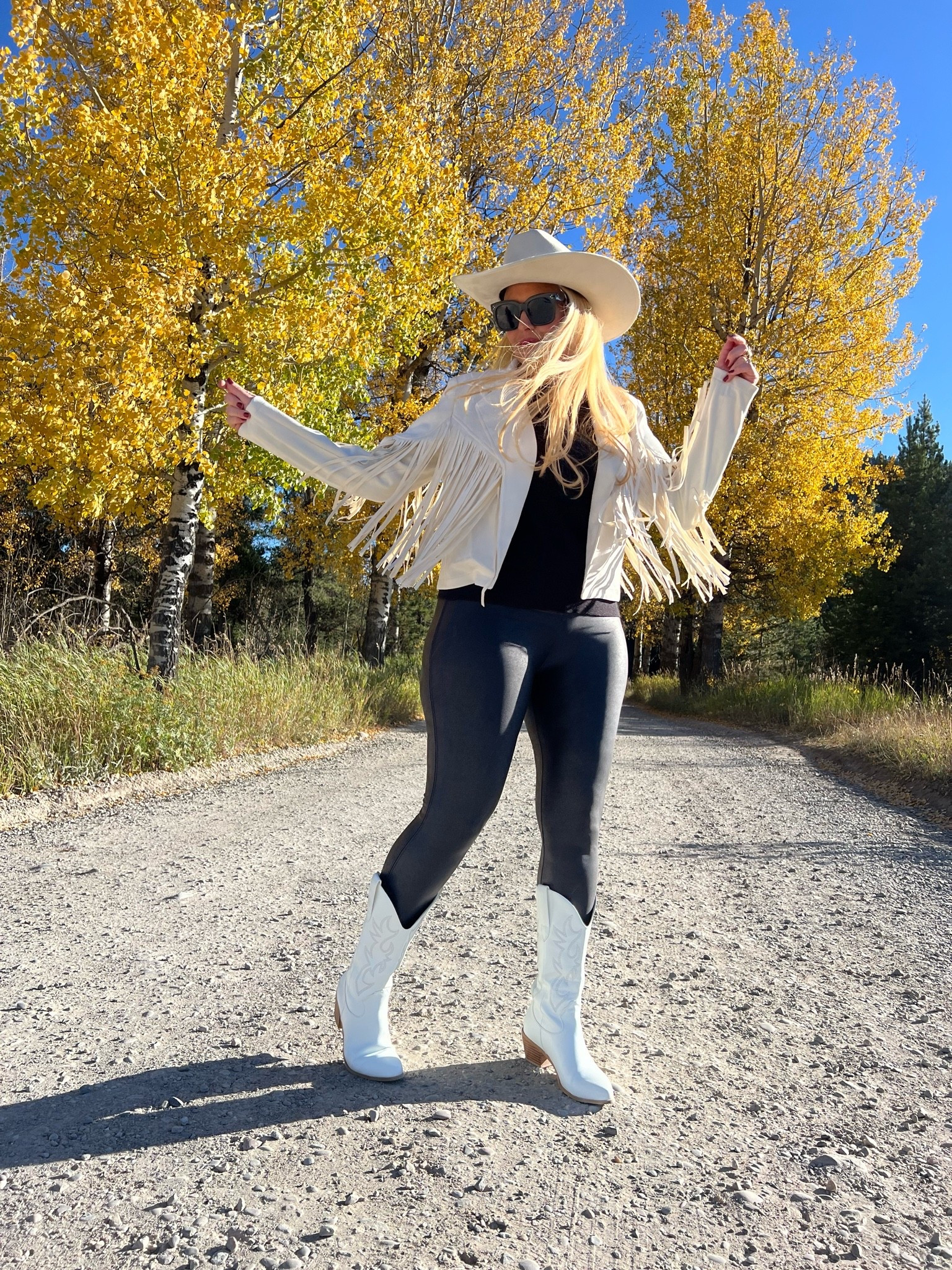 🤠WESTERN OUTFIT for women! What do you think? YES or No? Let me know! I think it’s perfect for Jackson Hole, Wyoming, a Texas Rodeo or a Nashville Country Concert. Hee Haw! 

Wearing a medium in the fringe jacket and crewneck sweater. Wearing a large iSpanx Faux leather leggings.

Western Outfits Women I Nashville Outfits for Women I Country Concert Outfit

Taylor swift concert outfit ideas I texas rodeo outfit | rave outfits festivals | rodeo outfits for women | houston rodeo outfits for women | rodeo outfit | nashville outfits spring | texas rodeo outfits | all fringe outfit | black on black outfit | fringe on fringe | country concert outfit | country concert outfit ideas | country concert outfits | country concert outfit ideas winter | rodeo outfit | rodeo outfit ideas | western glam outfit | rodeo outfits for women | rodeo outfits winter | cowgirl outfit | rodeo outfits | western outfits | western outfits women | country glam outfit | nashville outfit | nashville outfits | rodeo outfits for women | nashville outfits for women | country concert outfit | country concert outfits


#westernfashion #westernstyle #westernwear #westernglam #westernoutfits #countryconcert #countryconcertoutfit #rodeo #rodeofashion #cowgirl #cowgirlboots #cowboyhat #cowboyhats #countryoutfit #countrygirls #fallfashion #falltrends 


#LTKSeasonal #LTKOver40 #LTKSaleAlert #LTKTravel #LTKgrwm #LTKootd #LTKMidsize #LTKxWalmart #LTKU #LTKWorkwear