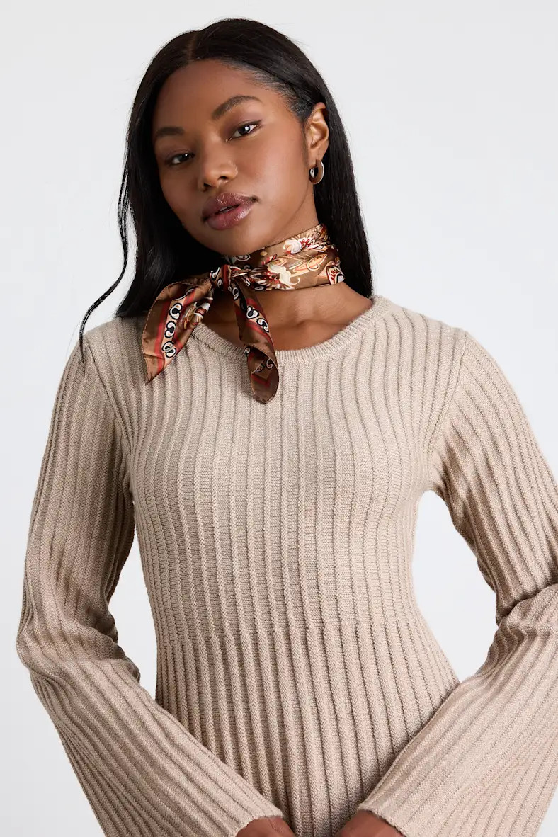 Moroi Brown Paisley Print Satin Scarf | Lulus