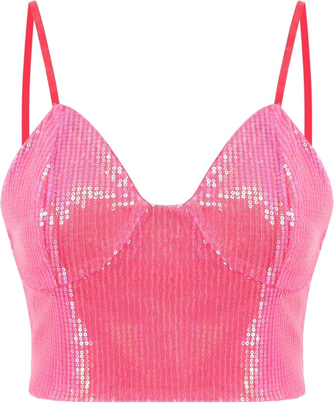 Giovacker Women's Reflective Crop Tops Festival Rave Outfits Girls Club Tank Vest | Amazon (US)