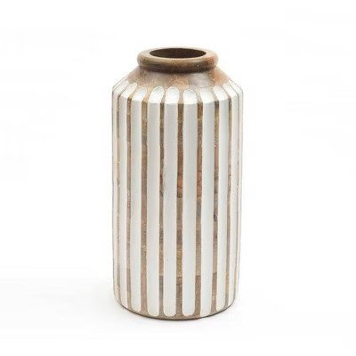 SEVOBAL Decorative Vases - Handcrafted Wooden Accent Vase, Sustainable Nature-Inspired Design for Living Room Decor, White, 6"*6"*12" | Target