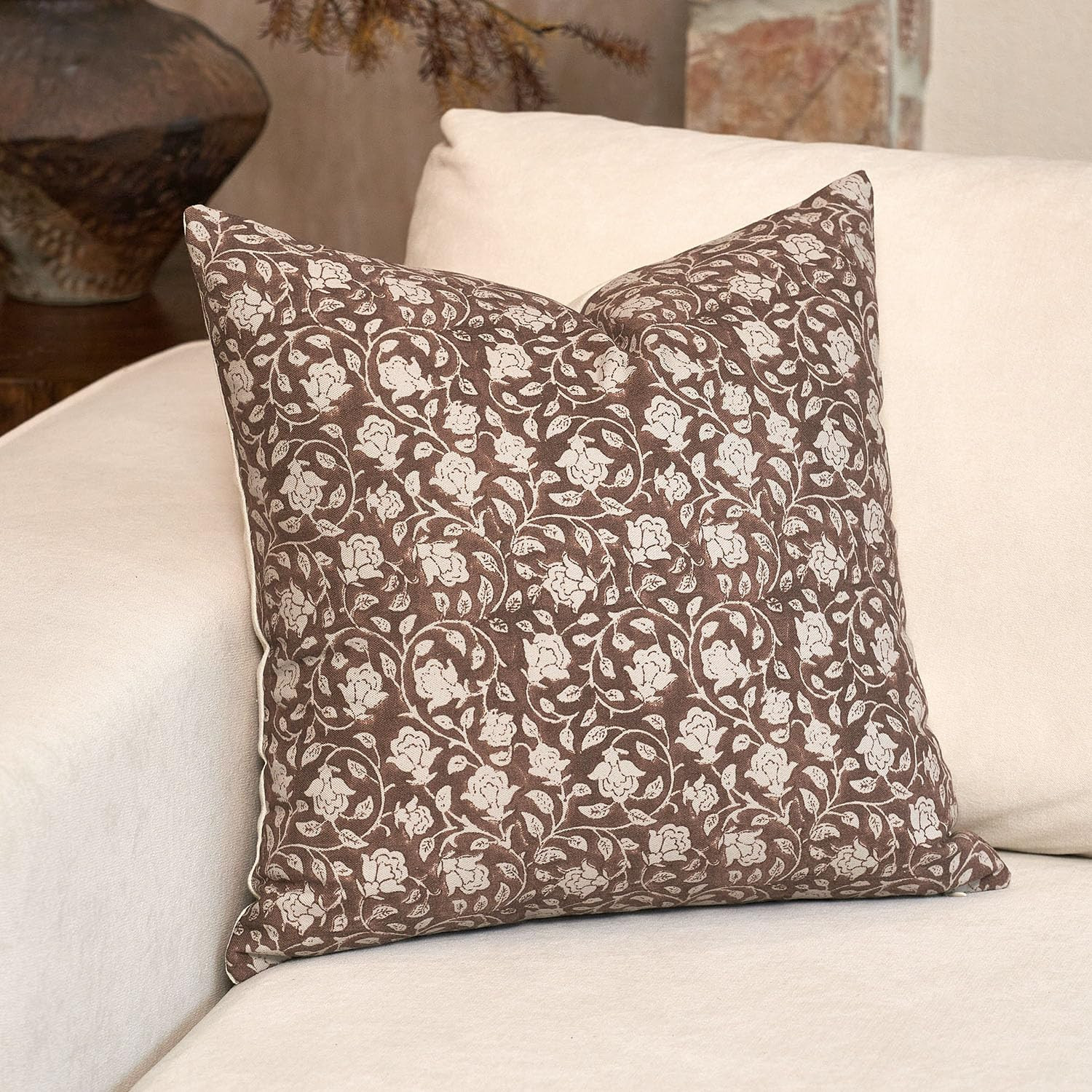 DOMVITUS Floral Pillow Covers 20x20, Throw Pillows for Couch, Block Print Pillow Cover, Decorativ... | Amazon (US)