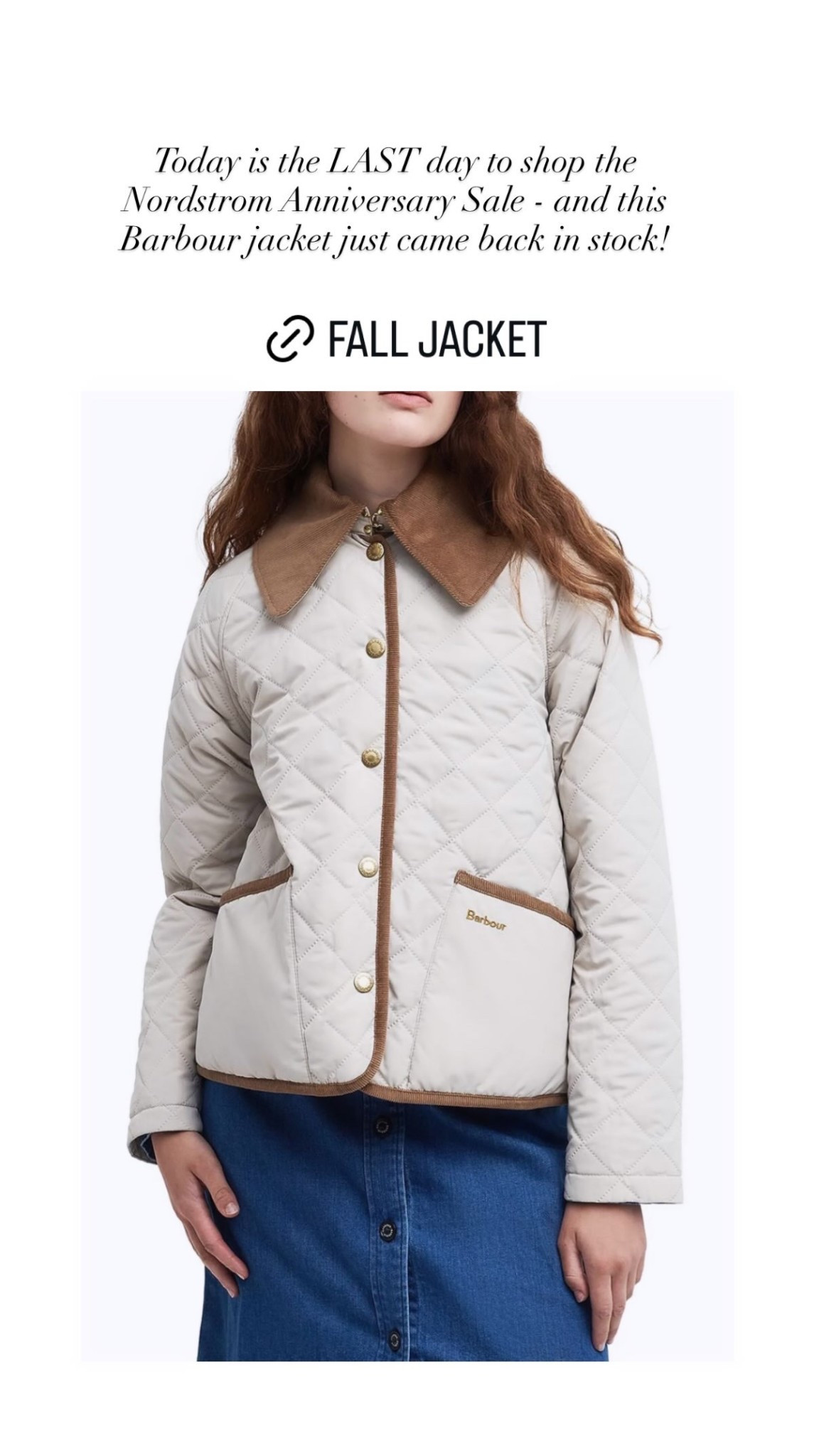 Today is the LAST day to shop the Nordstrom Anniversary Sale - and this Barbour jacket just came back in stock!

#LTKSaleAlert #LTKSeasonal #LTKstorytime