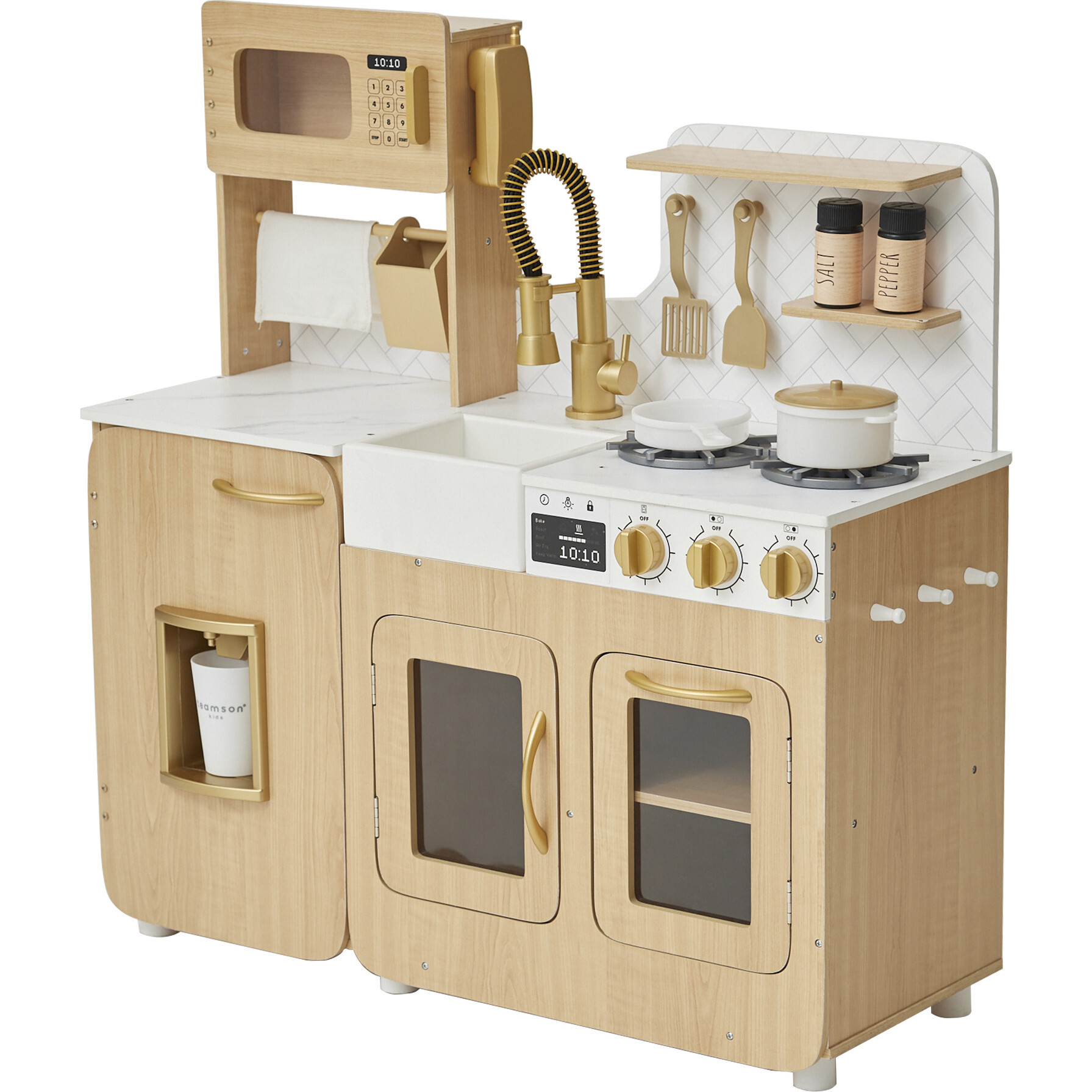 Little Chef Cyprus Medium Play Kitchen - Light Oak/White | Maisonette