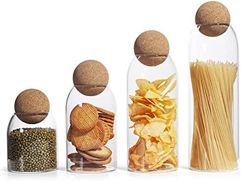 IVAILEX Glass Canisters with Airtight Lids, Glass Jars with Cork Lids, Clear Glass Jar for Candy,... | Amazon (US)