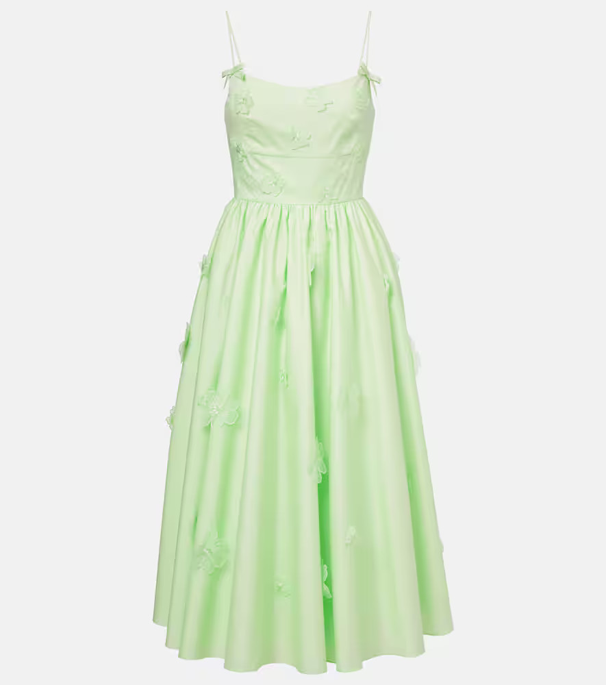 Self-Portrait Floral-appliquÃ© cotton poplin midi dress | Mytheresa (US/CA)