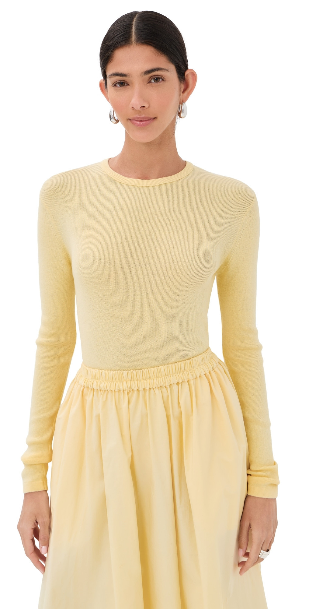 LISA YANG Vivian Long Sleeve Tee Limone 2 | Shopbop