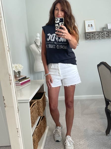 Hopefully, it’s warming up where you live. It’s already hot in Florida 🌴. One of my go to casual outfits has been an oversized graphic t-shirt and white denim shorts. These exact shorts are a splurge, but they are so good!  I’ve linked other great options on LTK. 

#fashionover40 #styleover40 #casualoutfits #whitedenimshorts #outfitideas #white denim #summeroutfits #midlifefashion #casualstyle 

#LTKstyletip