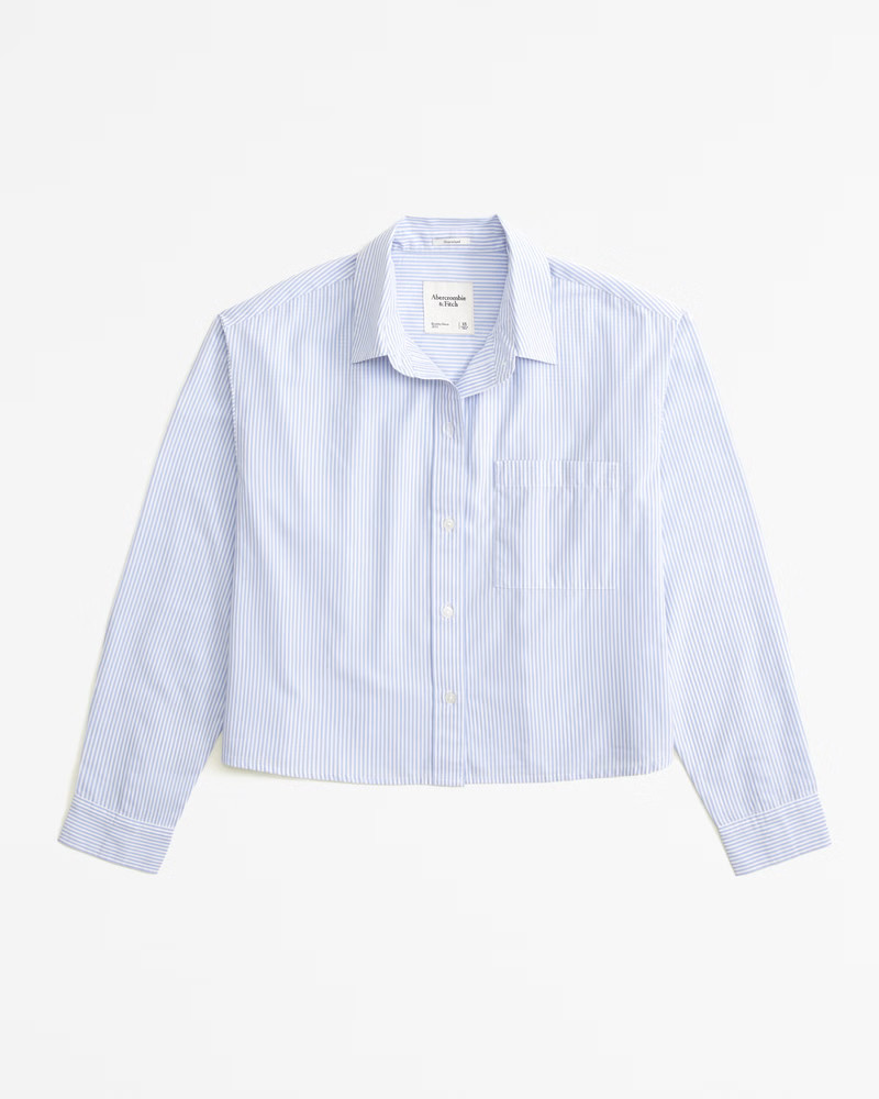 Oversized Cropped Poplin Shirt | Abercrombie & Fitch (US)
