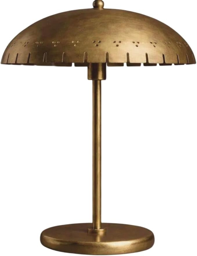 Everwood Illumination 1950s Mushroom Table Lamp Antique Brass Task Light with Perforated Metal Re... | Amazon (US)