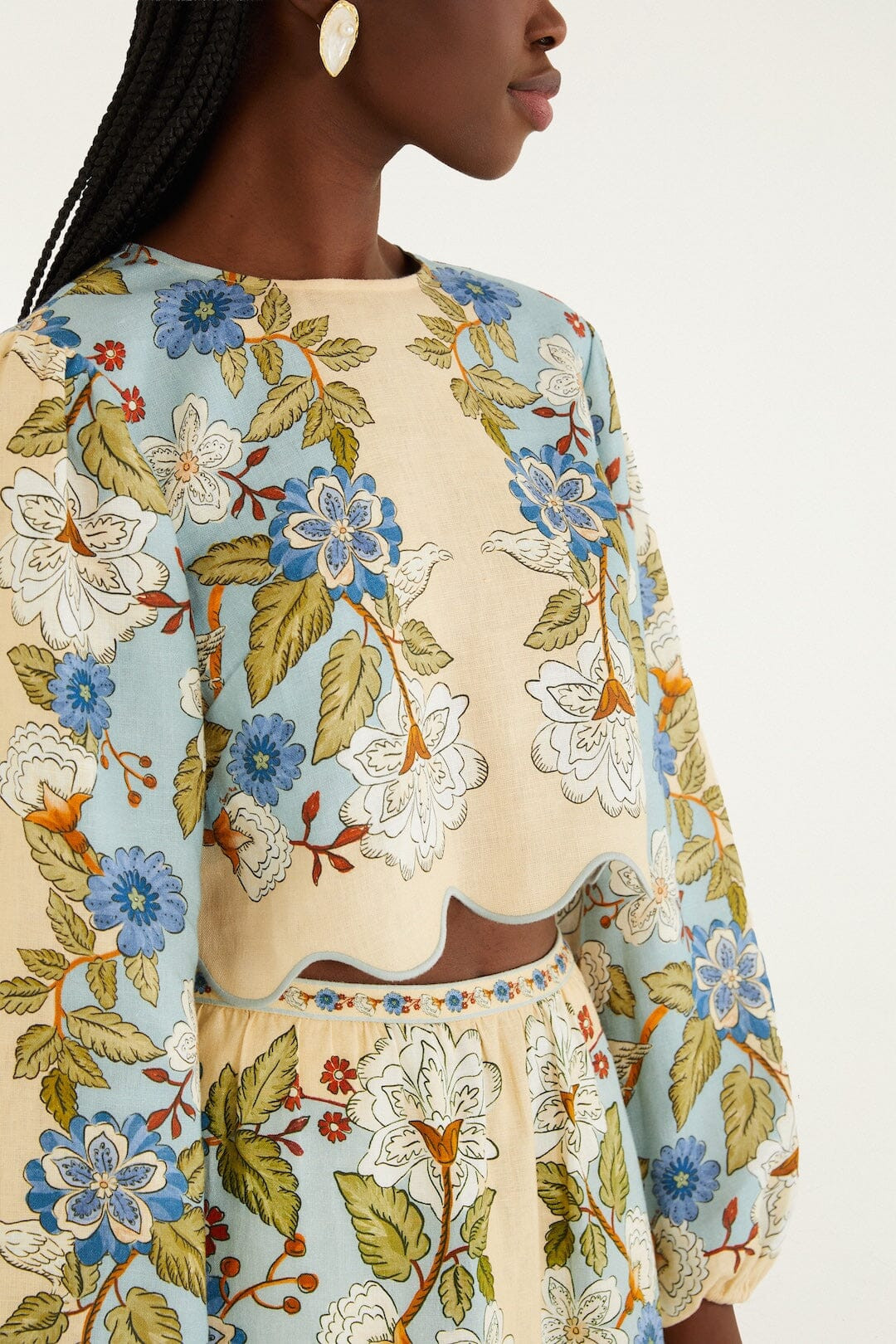 Green Garden Scarf Euroflax Premium Linen Blouse | FARM Rio | FarmRio (US)