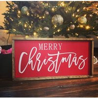 Merry Christmas - Christmas Wood Sign, Mantle Decor [Free Shipping] | Etsy (US)