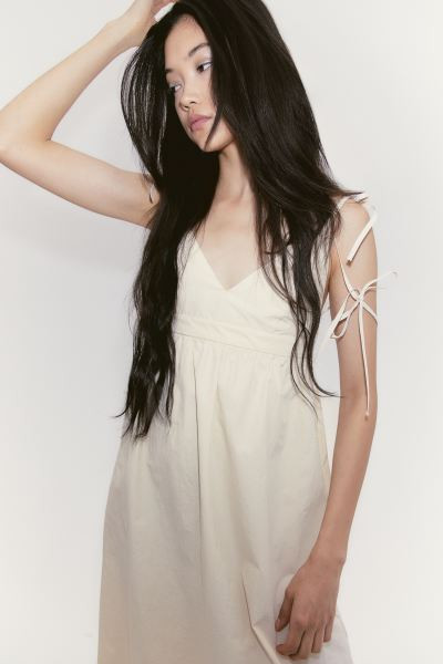 Nylon Dress with Tie-top Shoulder Straps - Light beige - Ladies | H&M US | H&M (US + CA)