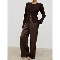 Pretty Lavish Breya Satin Drawstring Trousers - Brown | Very (UK)