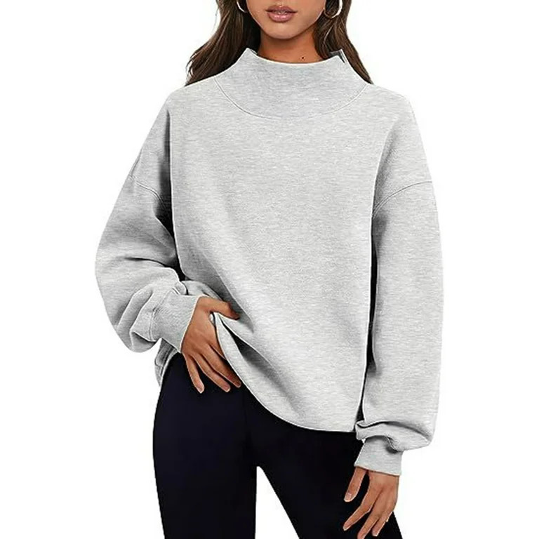 Enjoytime Sweatshirts for Women Fashion Solid Color Long Sleeve Pullover Tops Lightweight Casual ... | Walmart (US)