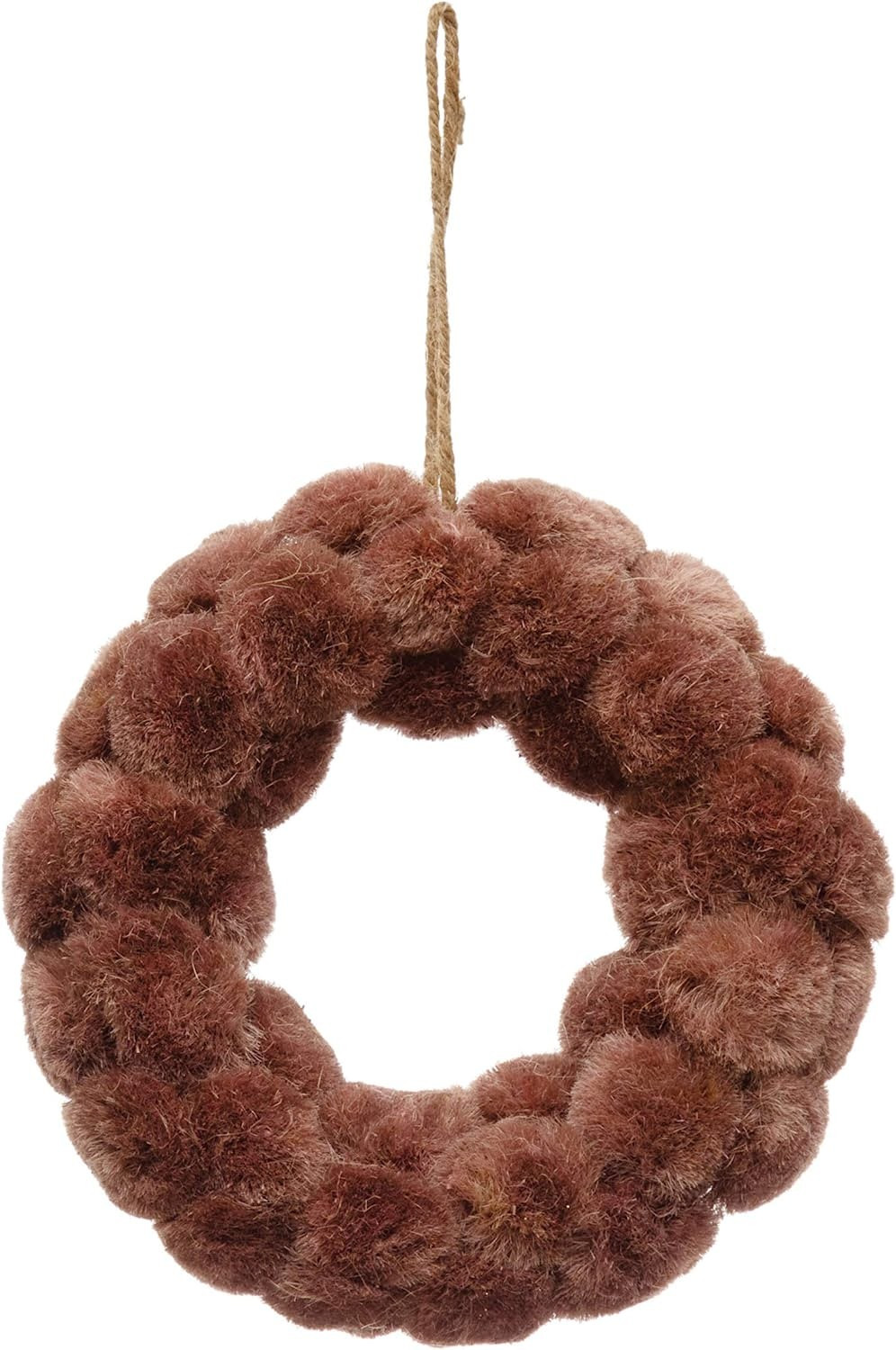 Creative Co-Op 7" Round Sisal Wreath, Rose Color Ornaments, Multi | Amazon (US)