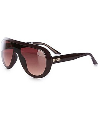 QUAY Unisex Set List 54mm Statement Aviator Shield Sunglasses - Espresso/Dark Brown Camel | Dillard's