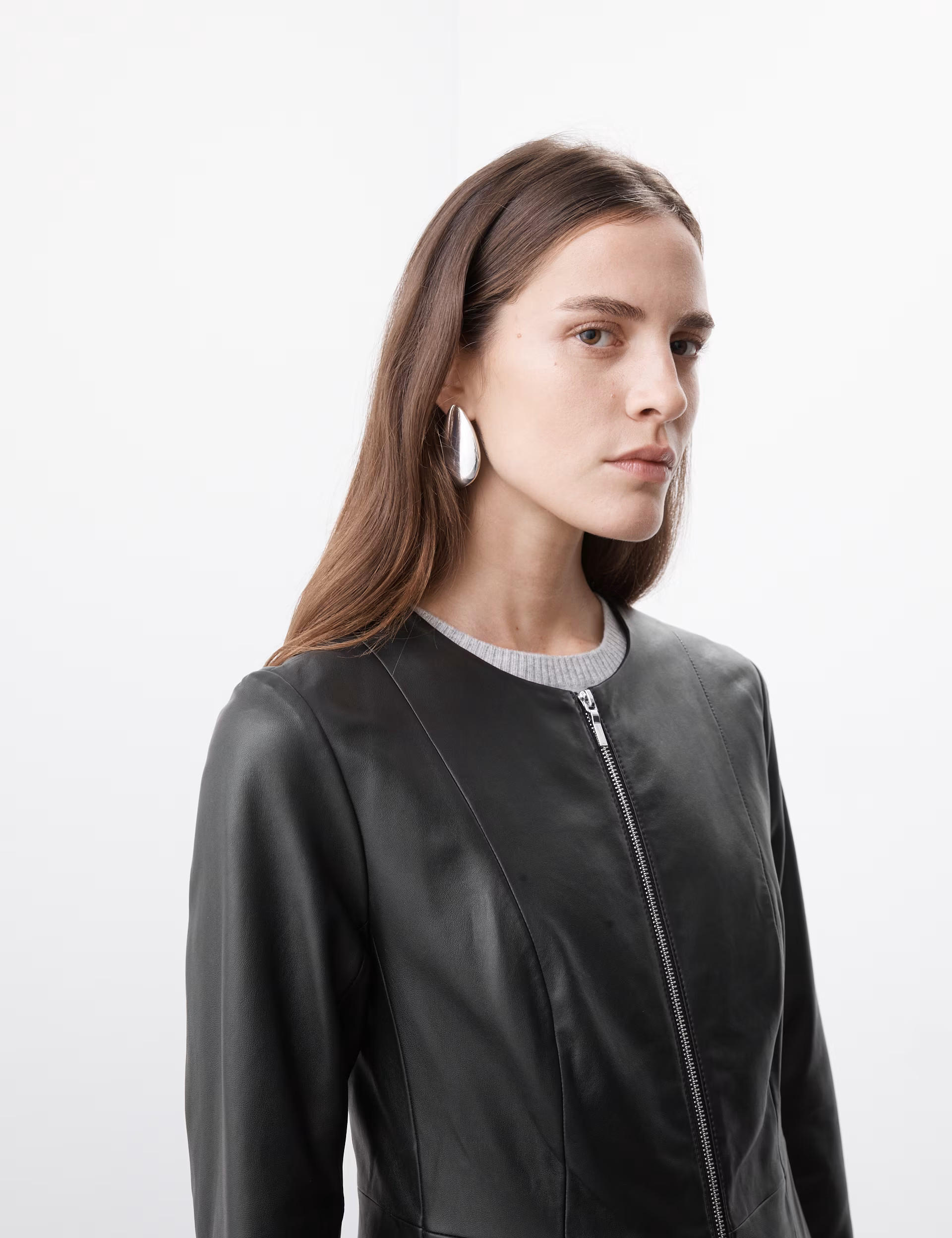 Leather Collarless Jacket | Autograph | M&S | Marks & Spencer (UK)