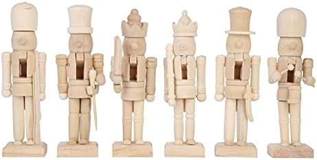 URMAGIC 6 Pcs Unpainted Wooden Nutcracker Figurines, Unfinished Christmas Nutcracker Ornament Set... | Amazon (US)