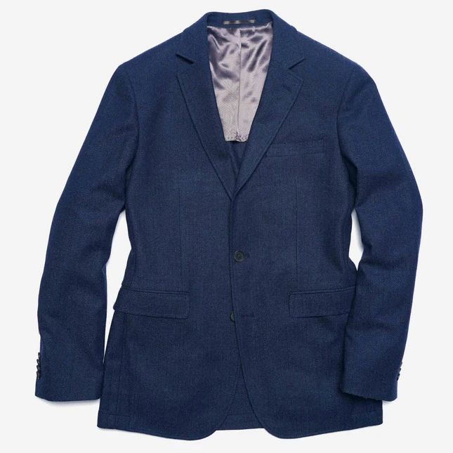 The Wool Miracle Herringbone Navy Jacket | The Tie Bar