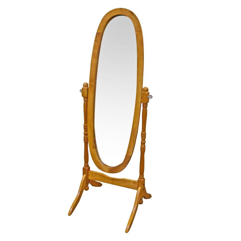 Benjara Large Oak Brown Wood Modern Mirror (60 in. H X 19.5 in. W) | The Home Depot