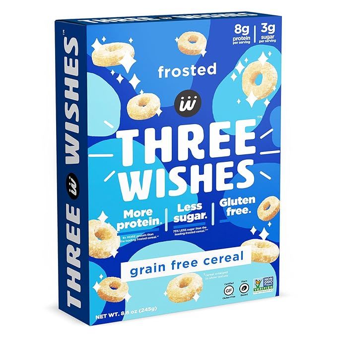 Plant-Based and Vegan Breakfast Cereal by Three Wishes - Frosted, 1 Pack - High Protein and Low S... | Amazon (US)