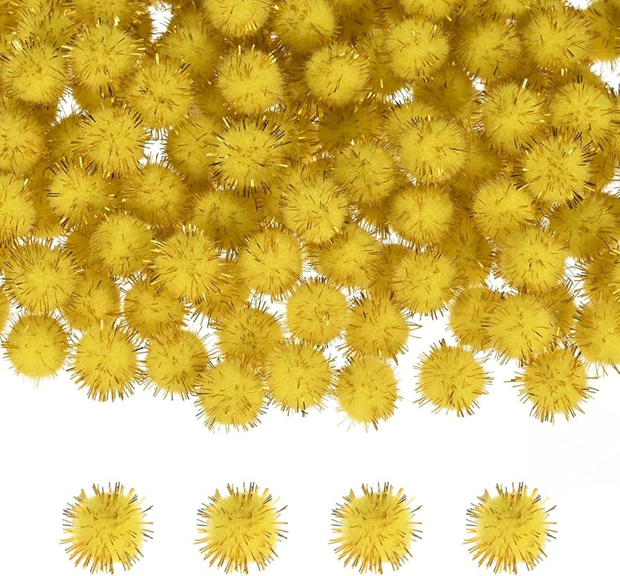 M METERXITY 100-Pack Glitter Pom Pom Balls, 0.6 in/1.5 cm Mini Tinsel Sparkle Balls for Arts/DIY ... | Amazon (US)