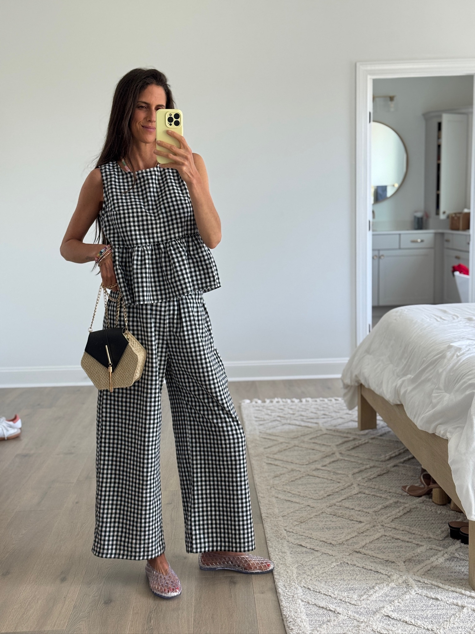Matching set that makes getting dressed so easy
Lightweight gingham top + wide leg pants for a comfy but put together look you can wear all day
Perfect for everyday, travel, or casual plans when you still want to feel styled

#LTKSeasonal #LTKootd #LTKmomlife