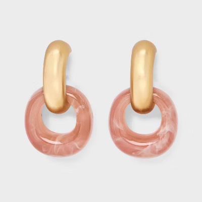 Chunky Drop Hoop Earrings - A New Day™ Pink | Target
