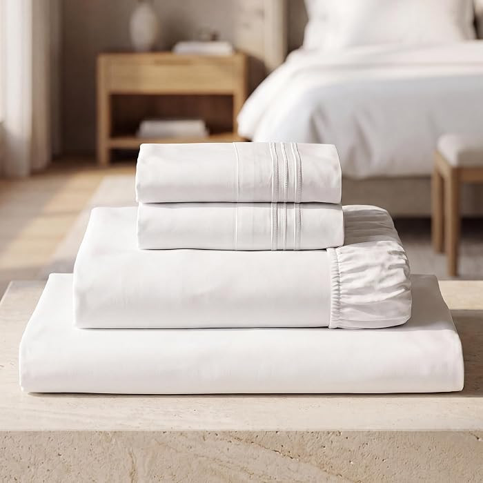 Mellanni Iconic 4-Piece, Ultra Soft Sheet Set (Full, White) | Amazon (US)