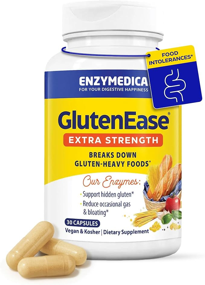 Enzymedica GlutenEase Extra Strength, Advanced Gluten Digestive Enzymes for Women and Men, Fast-A... | Amazon (US)