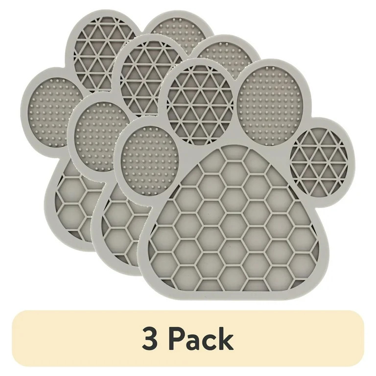 (3 pack) Vibrant Life Paw Shaped Silicone Dog Licking Mat in Blue, Green or Oatmeal | Walmart (US)