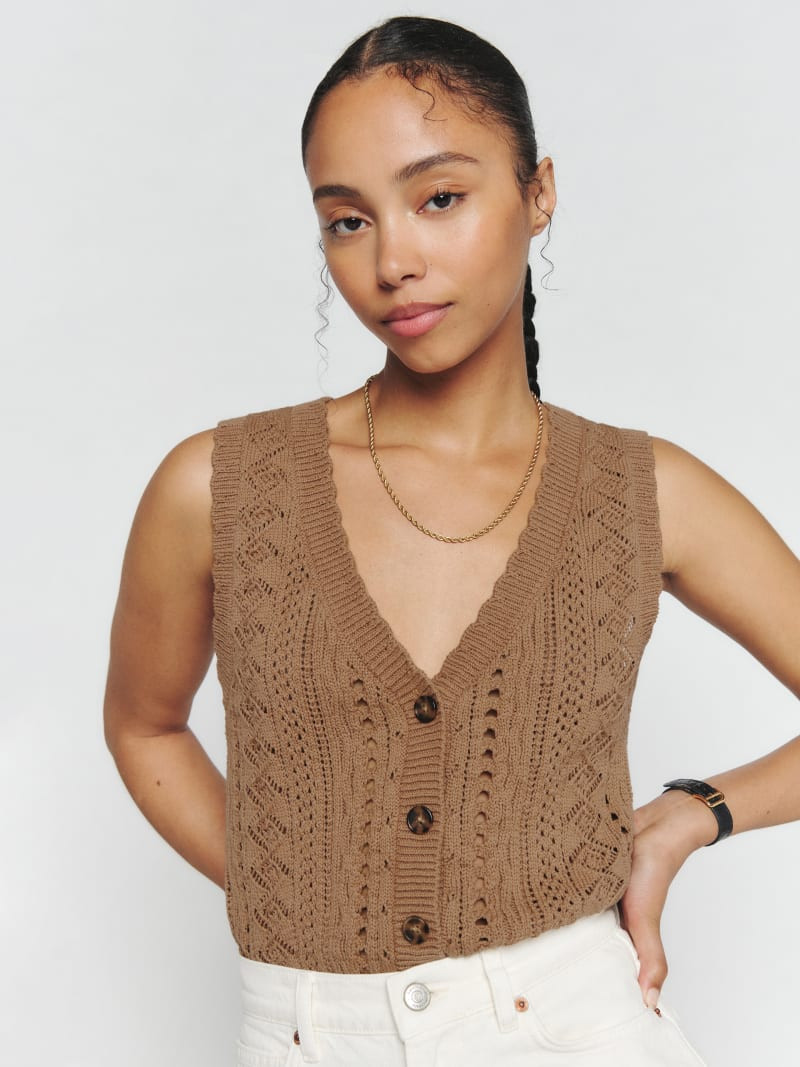 Saskia Cotton Sweater Vest | Reformation (Global)