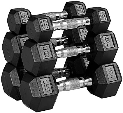 papababe Dumbbell Set Rubber Encased Hex Dumbbell Free Weights Dumbbells Set Home Weight Set | Amazon (US)