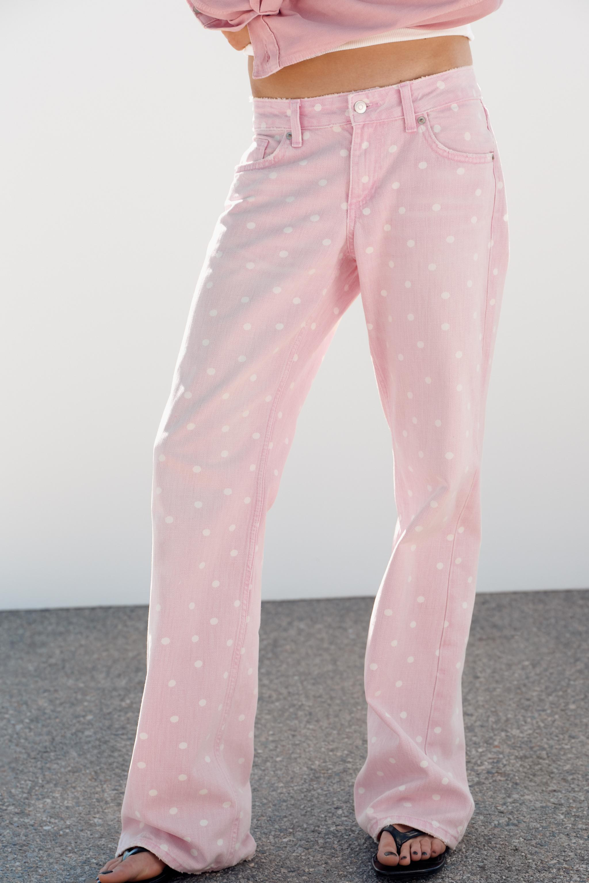 TRF WIDE LEG LOW RISE POLKA DOT JEANS | Zara US